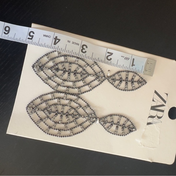 Zara Black Geometric Drop Earrings - Picture 6 of 6